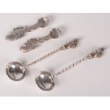 A pair of apostle silver salt spoons, Birmingham 1876,