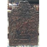 A cast iron fireback in 17th century style, height 60cm, width 40.