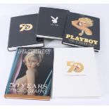 Five hardback playboy books, including The Playmate Book 50, The Celebrities, Fifty Years,
