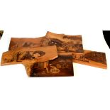 Five Indian marquetry inlaid panels, length of largest 61cm.