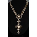 A 19th century pearl and turquoise pendant necklace in the style of Francois-Desire
