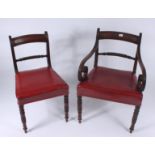 A set of four mahogany dining chairs, early 19th century, including two carvers,