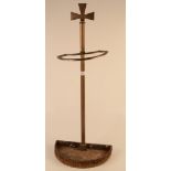 An ecclesiastical bronze umbrella stand, height 85cm, width 34cm, depth 19cm.