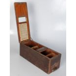A Gledhill's patent mahogany cash till, of Cheapside, London, with original paper label,