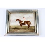 A Rosenthal porcelain plaque of a horse and jockey,
