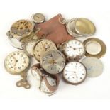 Various watches and watch parts including three small silver cased Trench type watches.