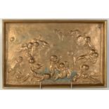A gilt bronze rectangular plaque, 19th century, by De La Rue, stamped 'THIEBAUT,