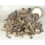 Miscellaneous silver plate, to include two teapots, a sugar bowl,