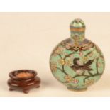 A 19th century cloisonne snuff bottle with matching stopper, maximum height 6.