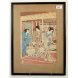 A Japanese woodblock print by Toyokuni V (1848-1920), framed and glazed, 34 x 23.5cm.