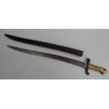 A French sabre, 19th century, the steel blade with engraved mask motif,