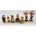 Seven Goebel figurines, height of tallest 13.5cm.