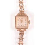 A ladies Rotary 9ct gold cased wristwatch on 9ct gold bracelet, original box.