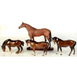 A Beswick racehorse 'A Connoisseur model by Beswick England' on a wooden plinth, height 30cm,