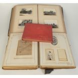 A Victorian leather bound photo album, including family portraits etc,
