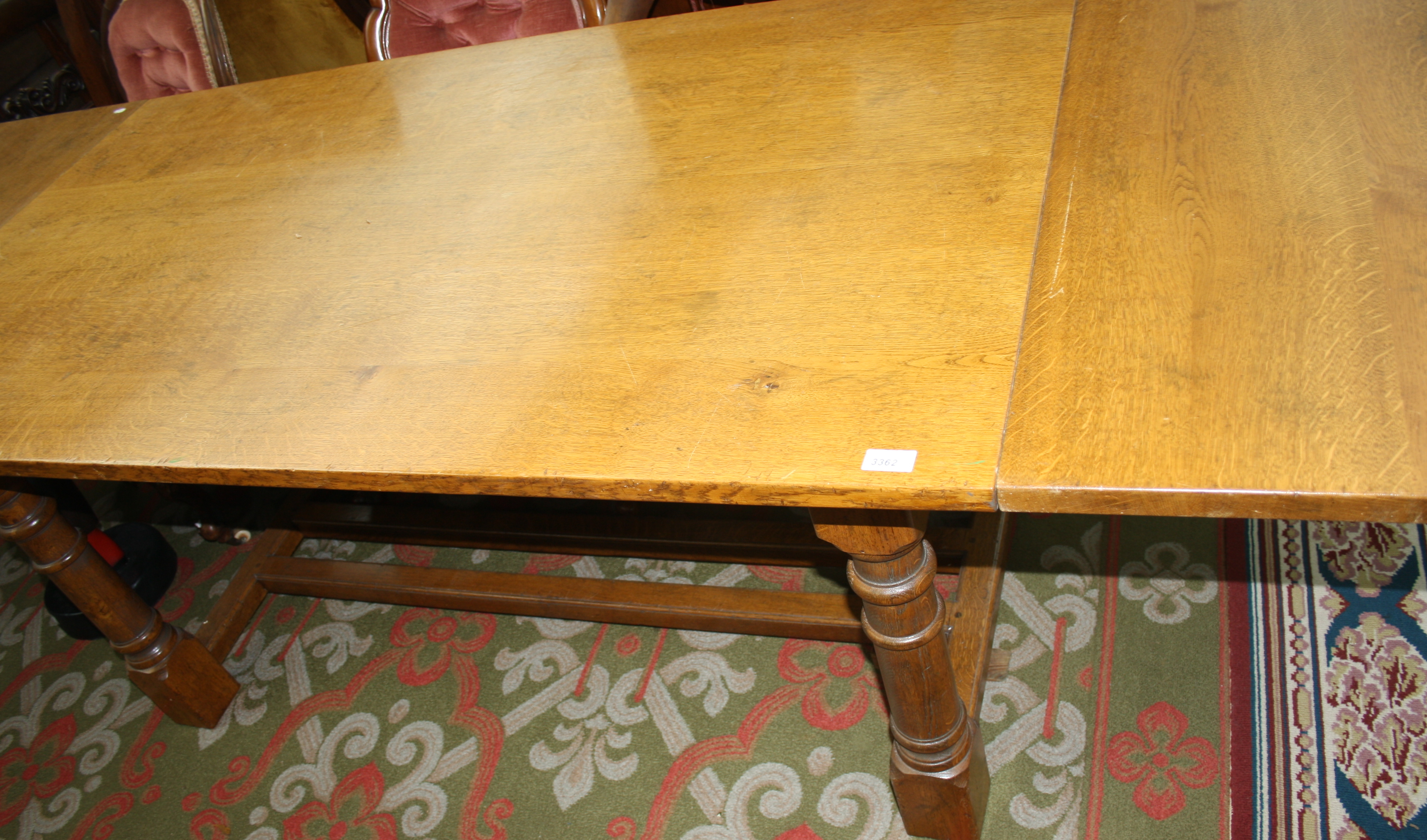 An oak draw leaf refectory table, 20th century, height 76cm, length fully extended 265cm, - Image 2 of 7