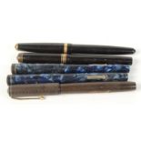 Two Conway Stewart Scribed 336 blue marbled fountain pens,