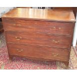 A George III mahogany chest of drawers, with three long drawers on bracket feet, height 87cm,
