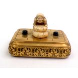 A fine Sormani ormolu, ivory and bloodstone bell push surmounted with a netsuke, late 19th century,