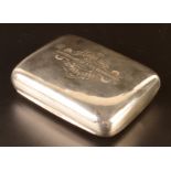 A plain Victorian silver cigar case with gilt engraved inscription "Dr John Ince, Anniversary of H.