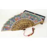 A Chinese painted fan, late 19th century,