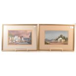 A pair of watercolours of African buildings by Marc Poisson, each signed, 16.5 x 27cm.