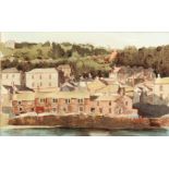 Christopher GREAVES Mousehole wharf Watercolour Signed 21 x 34 cm