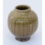 John BEDDING (1947) Ash glazed stoneware vase Early JB made at Leach Pottery Circa 1969 Height 15