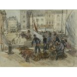 Esther Borough JOHNSON (act.c.1896-1941) Honfleur Pencil and wash Signed and monogrammed 16.5 x 22.