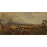 William MORTON (1843 - 1916) Herding cattle on the pastoral plains Watercolour Signed 27 x 55 cm