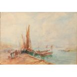 Frank ROUSSE (act.1894-1917) The Fish Quay Watercolour Signed 38 x 55.