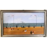 Margaret CHAPMAN (1940-2000) French beach scene Oil on canvas Signed 22 x 41 cm