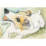 Valerie DAVIDE (1938) Jack Russel Terrier Watercolour and charcoal on paper Signed 33 x 39 cm