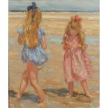 Sheila TIFFIN (1952) Girls on a beach Oil on canvas Signed 35 x 30 cm