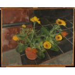 Valerie WILSON nee Knight (1950-2004) Marigolds Oil on canvas Dated 1972 to the back 60 x 76cm