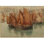 Frances E NESBITT (c.1864-1934) Drying sails, the St.