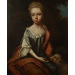 Early/mid 18th century Portrait of a seated young lady, a lamb at her side Oil on canvas,