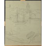 Tony GILES (1925-1994) Porthleven Two pencil sketches