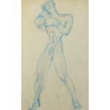 Raoh SCHORR (1901-1991) Nude pugilist Mixed media 36.5 x 22.