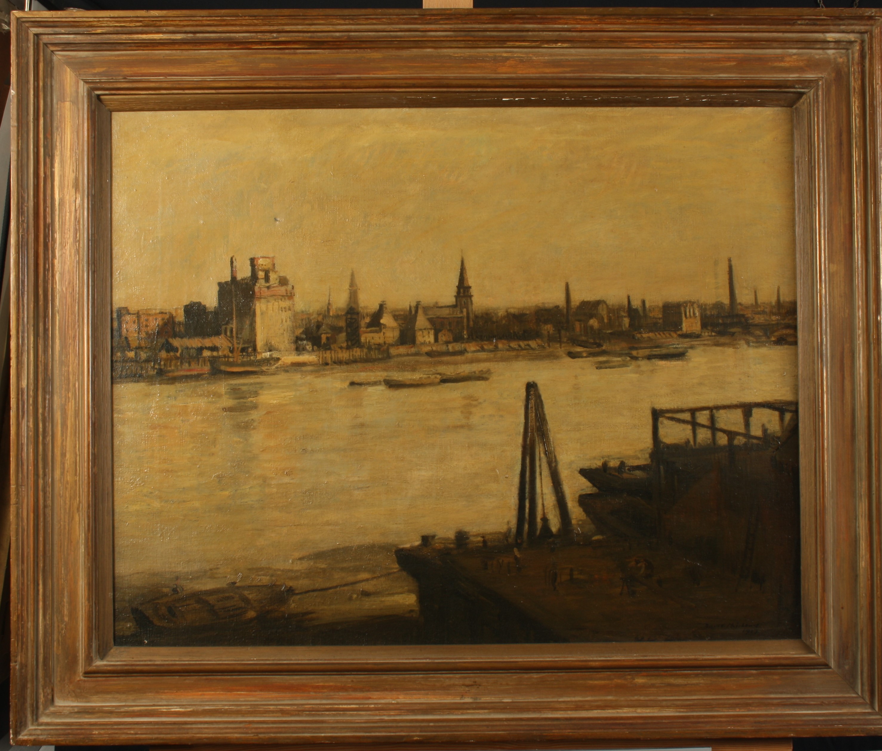 David Thomson MUIRHEAD (1867-1930) Battersea and St Mary's Church from Chelsea Oil on canvas - Image 2 of 2