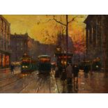 Édouard Leon CORTES (1882-1969) Trams, Rue de Madeleine,