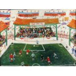 Simeon STAFFORD (1956) "Man Utd" Oil on board Signed Inscribed to the back 44 x 59 cm