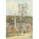 William Edward RILEY (1852-1937) Village street with cross Watercolour 24.