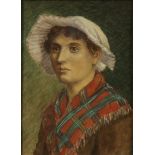 Newlyn School Lady in a tartan shawl Watercolour Indistinctly initialled and dated 1912? 29 x 21