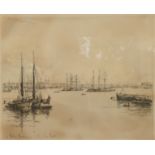 Eugène BÉJOT (1867-1931) Le Port de Bordeaux Etching Signed Plate size 21.