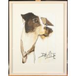 Valerie DAVIDE (1938) Head of a dog Watercolour and charcoal on paper Signed 48 x 32 cm