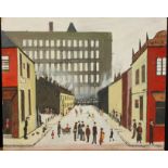 After Lowry Busy street Oil on board 46 x 56 cm