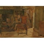 Arthur Reginald SMITH (1871-1934) Cottage interior Watercolour Signed and dated 1900 28 x 39cm