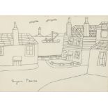 Bryan PEARCE (1929-2007) Wescotts Quay Ink drawing Signed 17 x 24.