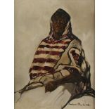 Michael O'ROURKE African portrait Oil on cardboard Signed and dated 1964 48 x 36 cm